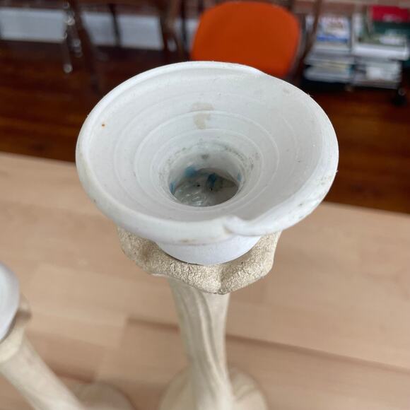 Whimsical Handmade Pottery Candlestick Trio | Sculptural Boho Candle Holders - Picture 6 of 7